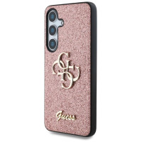 Guess Fixed Glitter Big 4G Metal Logo Case for Samsung Galaxy S25 Pink