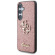 Guess Fixed Glitter Big 4G Metal Logo Case for Samsung Galaxy S25 Pink