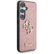 Guess Fixed Glitter Big 4G Metal Logo Case for Samsung Galaxy S25 Pink