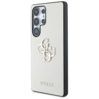 Guess Grained Big 4G Logo Small Classic Logo Case for Samsung Galaxy S25 Ultra beige