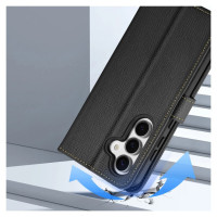 Dux Ducis Lawa Leather Case for Samsung Galaxy S25+ with Detachable Magnetic Wallet - Black