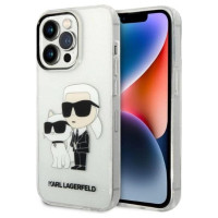 Karl Lagerfeld Glitter Karl&Choupette Case for iPhone 14 Pro Max 6.7" - Transparent