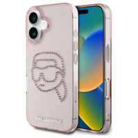 Karl Lagerfeld IML Rhinestones Karl Head iPhone 16 Case Pink