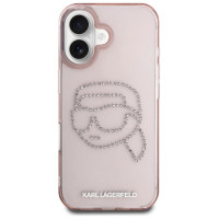 Karl Lagerfeld IML Rhinestones Karl Head iPhone 16 Case Pink