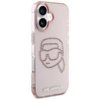 Karl Lagerfeld IML Rhinestones Karl Head iPhone 16 Case Pink