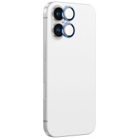 Amazingthing AR Aluminum 2 Lens Glass with Camera Lens Frame for iPhone 16 / 16 Plus - Blue