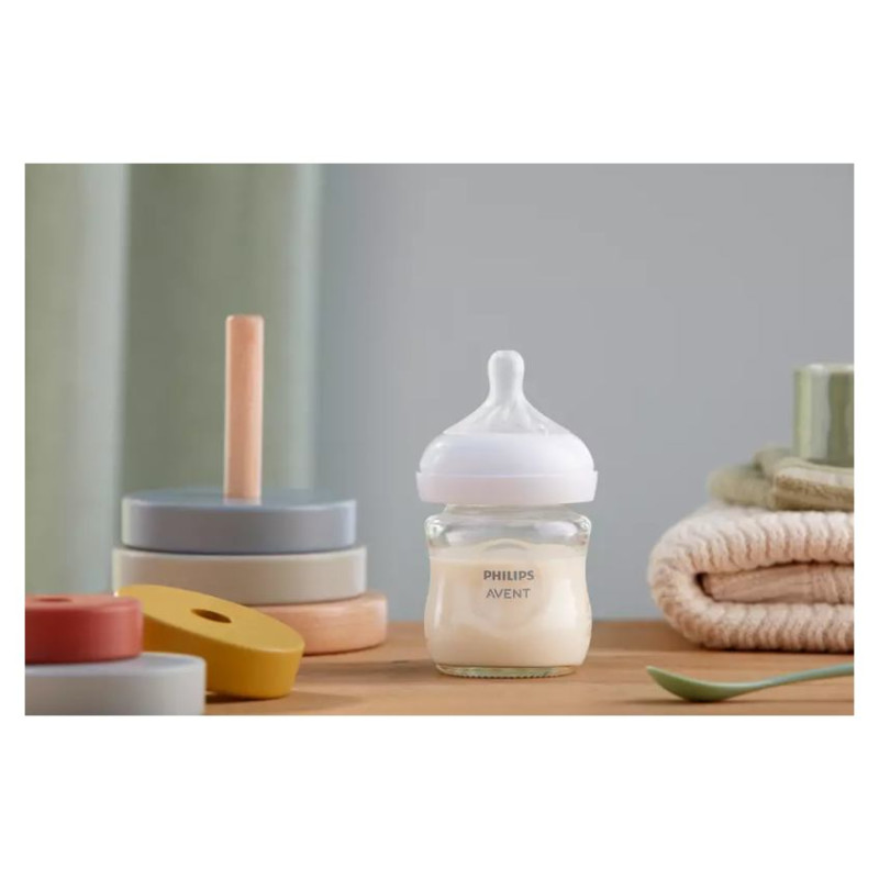 Philips Avent Natural Response stikla zīdaiņu pudelīte 125 ml, jaundzimu&scaron;ā knupītis, 0m+ - SCY930/01