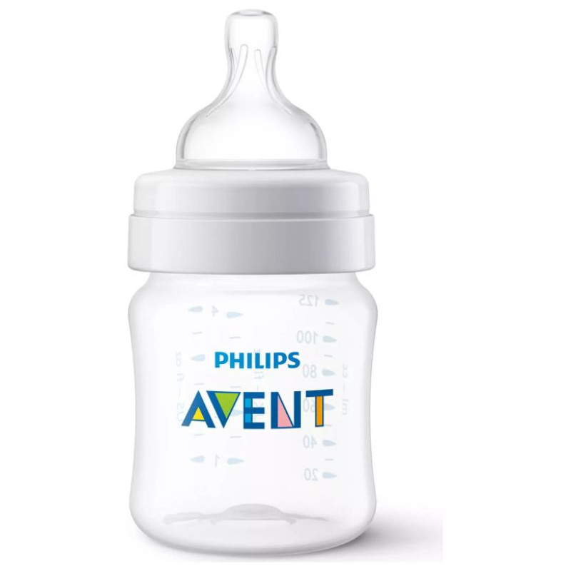 Philips Avent Pretkoliku baro&scaron;anas pudelīte 125 ml, jaundzimu&scaron;ā knupītis, 0m+ - SCY100/01