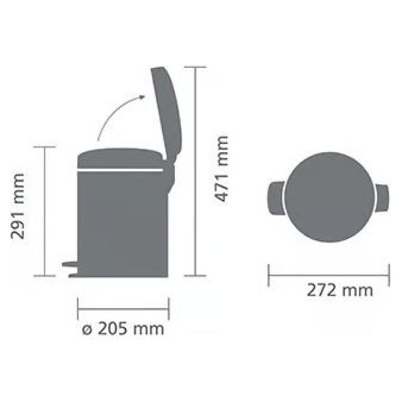 Brabantia atkritumu tvertne ar pedāli NewIcon, 5 l, Matt Black - 112928