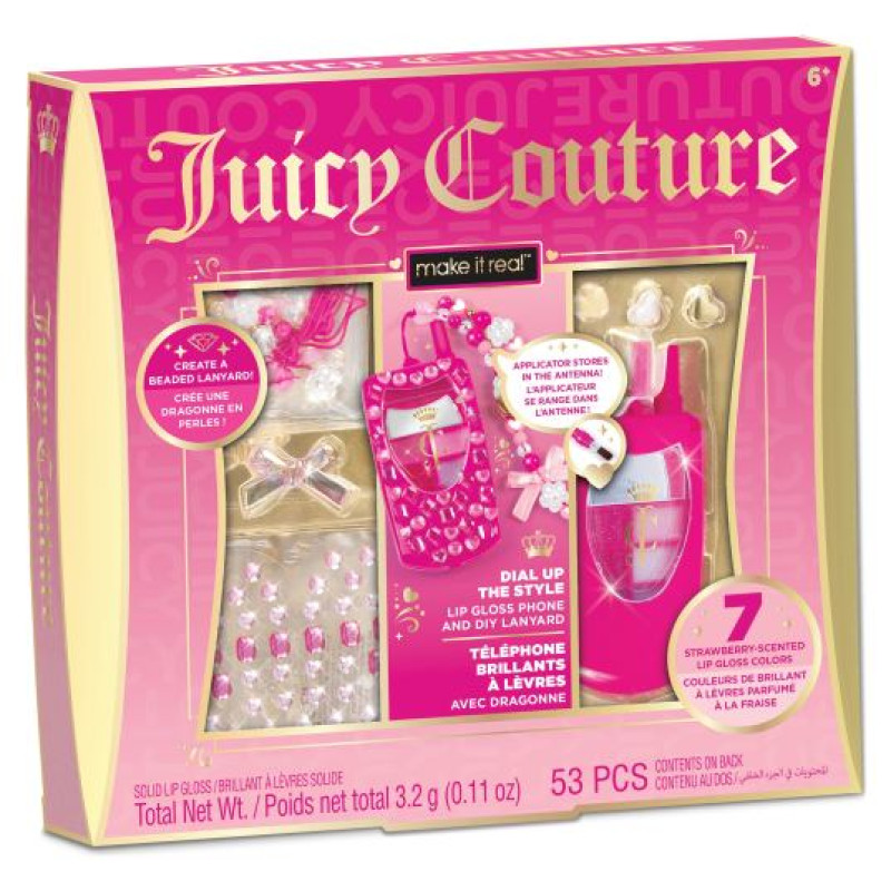 Make It Real Juicy Couture Stilīgais telefons &ndash; lūpu spīdums ar pa&scaron;gatavotu siksniņu