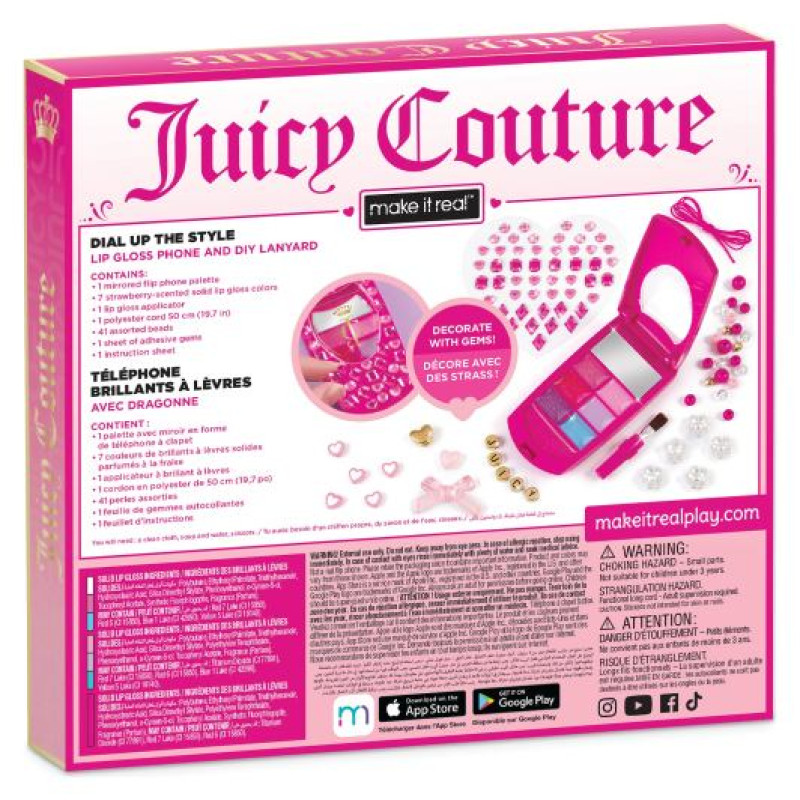 Make It Real Juicy Couture Stilīgais telefons &ndash; lūpu spīdums ar pa&scaron;gatavotu siksniņu