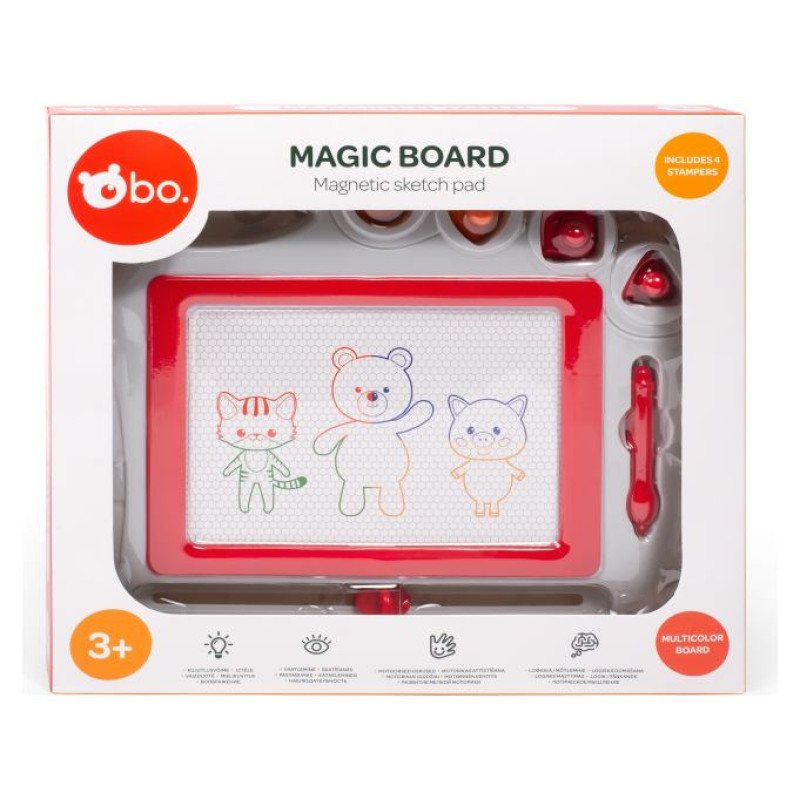 BO. Magnētiskā zīmē&scaron;anas tāfele ar zīmodziņiem, 27x22 cm