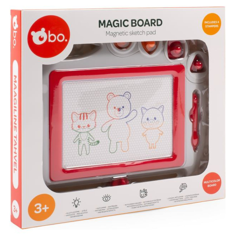 BO. Magnētiskā zīmē&scaron;anas tāfele ar zīmodziņiem, 27x22 cm
