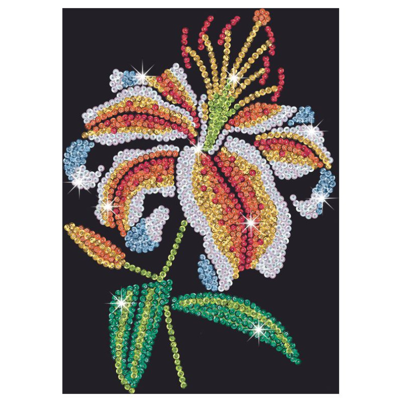 Kitfix Amatniecības komplekts Sequin Art Purple spīdumiņu māksla, Tīģerlilija