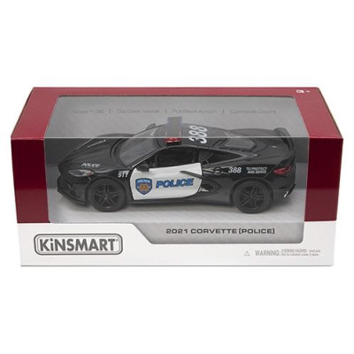 Kinsmart Miniatūrais modelis - 2021 Corvette (Policija), izmērs 1:36