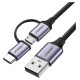 Ugreen cable 2in1 USB - micro USB / USB Type C cable 1m 2.4A black (30875)