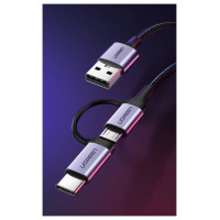 Ugreen cable 2in1 USB - micro USB / USB Type C cable 1m 2.4A black (30875)