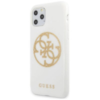 Guess GUHCN65TPUWHGLG iPhone 11 Pro Max white/white hard case Glitter 4G Circle Logo