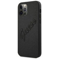 Guess Saffiano Vintage Script Case for iPhone 12 Pro Max 6.7" - Black