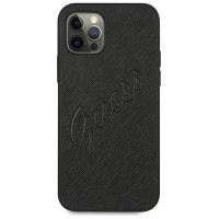 Guess Saffiano Vintage Script Case for iPhone 12 Pro Max 6.7" - Black