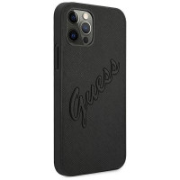 Guess Saffiano Vintage Script Case for iPhone 12 Pro Max 6.7" - Black
