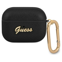Guess GUAPSASMK AirPods Pro cover black/black Saffiano Script Metal Collection