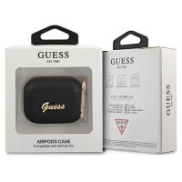 Guess GUAPSASMK AirPods Pro cover black/black Saffiano Script Metal Collection