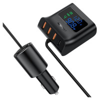 Acefast car charger 90W USB Type C / 3x USB / cigarette lighter socket, PPS, PD3.0, QC3.0, AFC, FCP charging station black (B8 black)