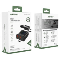 Acefast car charger 90W USB Type C / 3x USB / cigarette lighter socket, PPS, PD3.0, QC3.0, AFC, FCP charging station black (B8 black)