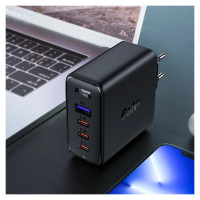 Acefast fast charger GaN 3xUSB-C/1xUSB-A 100W black + angled cable USB-C - USB-C 100W 2m black