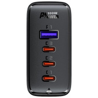 Acefast fast charger GaN 3xUSB-C/1xUSB-A 100W black + angled cable USB-C - USB-C 100W 2m black