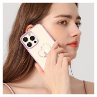 Kingxbar Silicone case with Swarovski crystals Kingxbar Wish Series for iPhone 14 Pro - pink