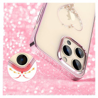 Kingxbar Silicone case with Swarovski crystals Kingxbar Wish Series for iPhone 14 Pro - pink