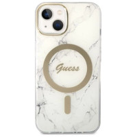 Guess Set Guess GUBPP14MHMEACSH Case+ Charger iPhone 14 Plus 6.7" white/white hard case Marble MagSafe