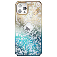 Kingxbar Luxury iPhone 14 Pro Case with Kingxbar Phoenix Crystals - Gold and Blue