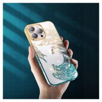 Kingxbar Luxury iPhone 14 Pro Case with Kingxbar Phoenix Crystals - Gold and Blue