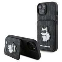 Karl Lagerfeld Saffiano Cardslots and Stand Monogram Choupette case for iPhone 15 - black