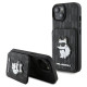Karl Lagerfeld Saffiano Cardslots and Stand Monogram Choupette case for iPhone 15 - black