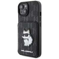 Karl Lagerfeld Saffiano Cardslots and Stand Monogram Choupette case for iPhone 15 - black