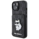 Karl Lagerfeld Saffiano Cardslots and Stand Monogram Choupette case for iPhone 15 - black