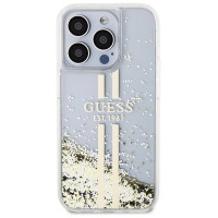 Guess Liquid Glitter Gold Stripes case for iPhone 15 Pro - transparent