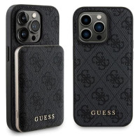 Guess 4G Metal Logo case set for iPhone 15 Pro + 5000mAh MagSafe power bank - black