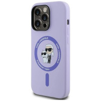 Karl Lagerfeld HC MagSafe Silicone Karl&Choupette Heads Ring Case for iPhone 14 Pro - Purple