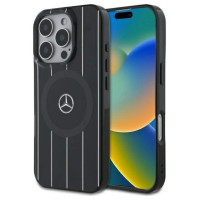 Mercedes MB Double Layer Crossed Lines MagSafe iPhone 16 Pro Case - Black