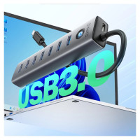Orico CL7U-U3 hub 7x USB-A 3.0 + USB-C 5V/3A 1m - gray