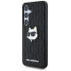 Karl Lagerfeld Leather Monogram Pin Logo Choupette Head Samsung Galaxy S25 Plus Case Black