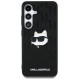 Karl Lagerfeld Leather Monogram Pin Logo Choupette Head Samsung Galaxy S25 Plus Case Black