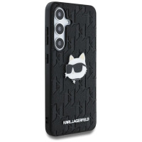 Karl Lagerfeld Leather Monogram Pin Logo Choupette Head Samsung Galaxy S25 Plus Case Black