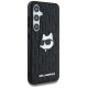 Karl Lagerfeld Leather Monogram Pin Logo Choupette Head Samsung Galaxy S25 Plus Case Black