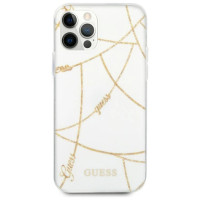 Guess Gold Chain Collection iPhone 12 Pro Max 6.7" Case - White
